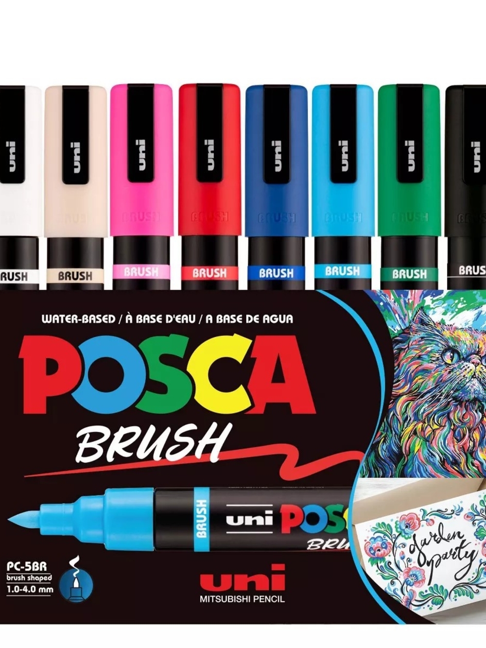 Uni Posca Brush Water-Based Paint Marker - Multicolor (Assorted)